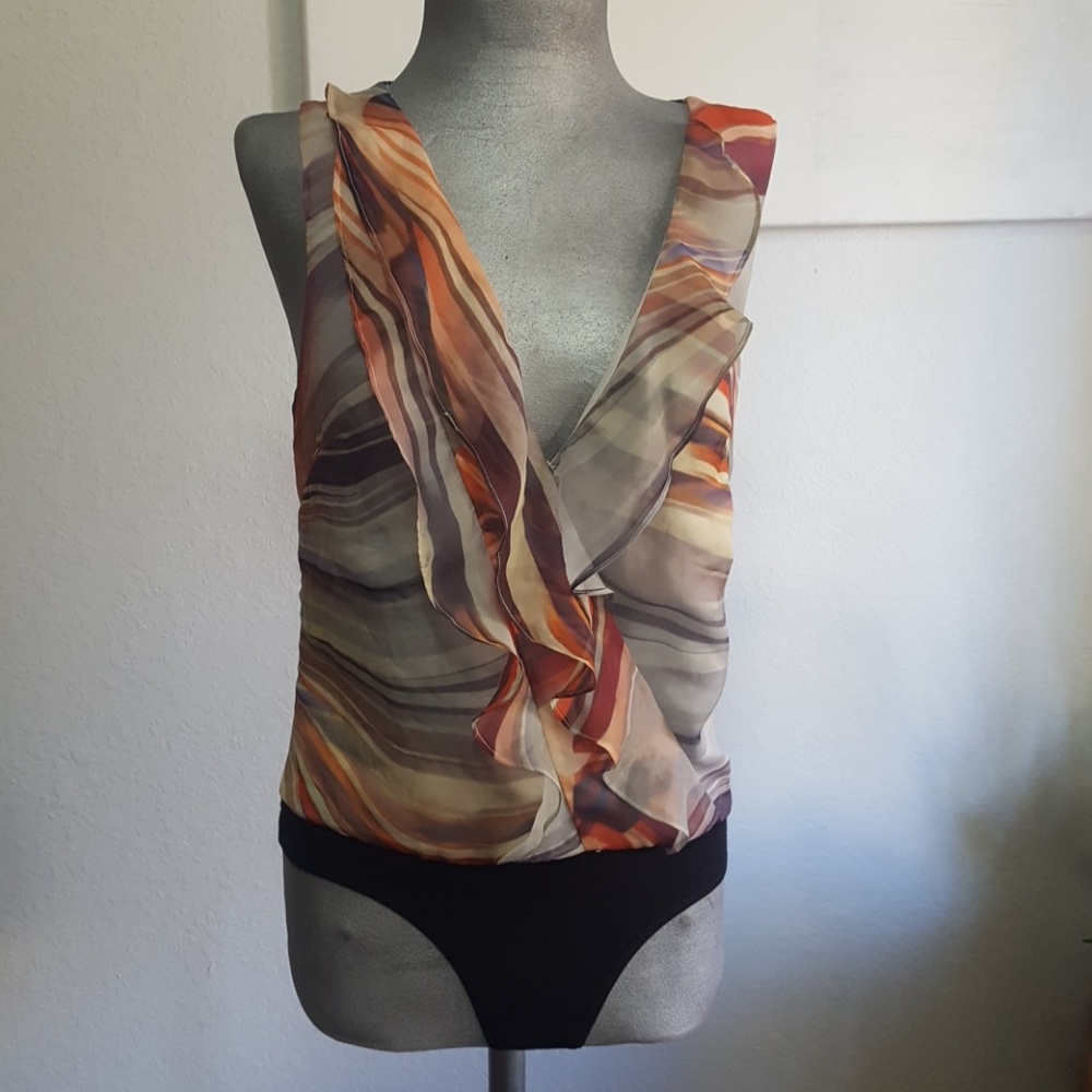 Bebe ruffled body suit